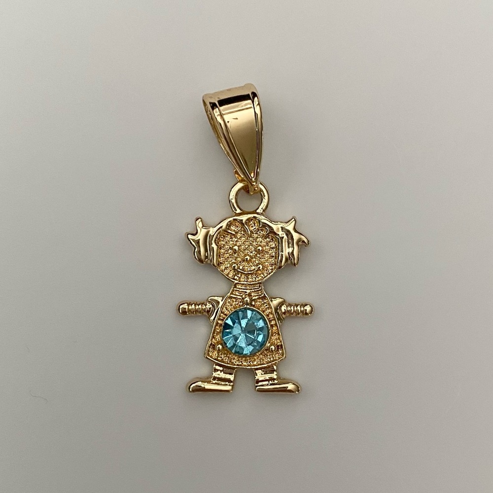 March (Aquamarine) Gold Plated Girl Pendsnt